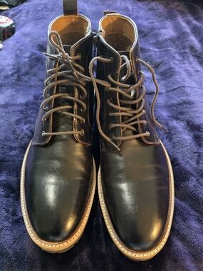 Steve Madden Men’s Mahogany Brown Leather Lace-Up Side-Zip Boots